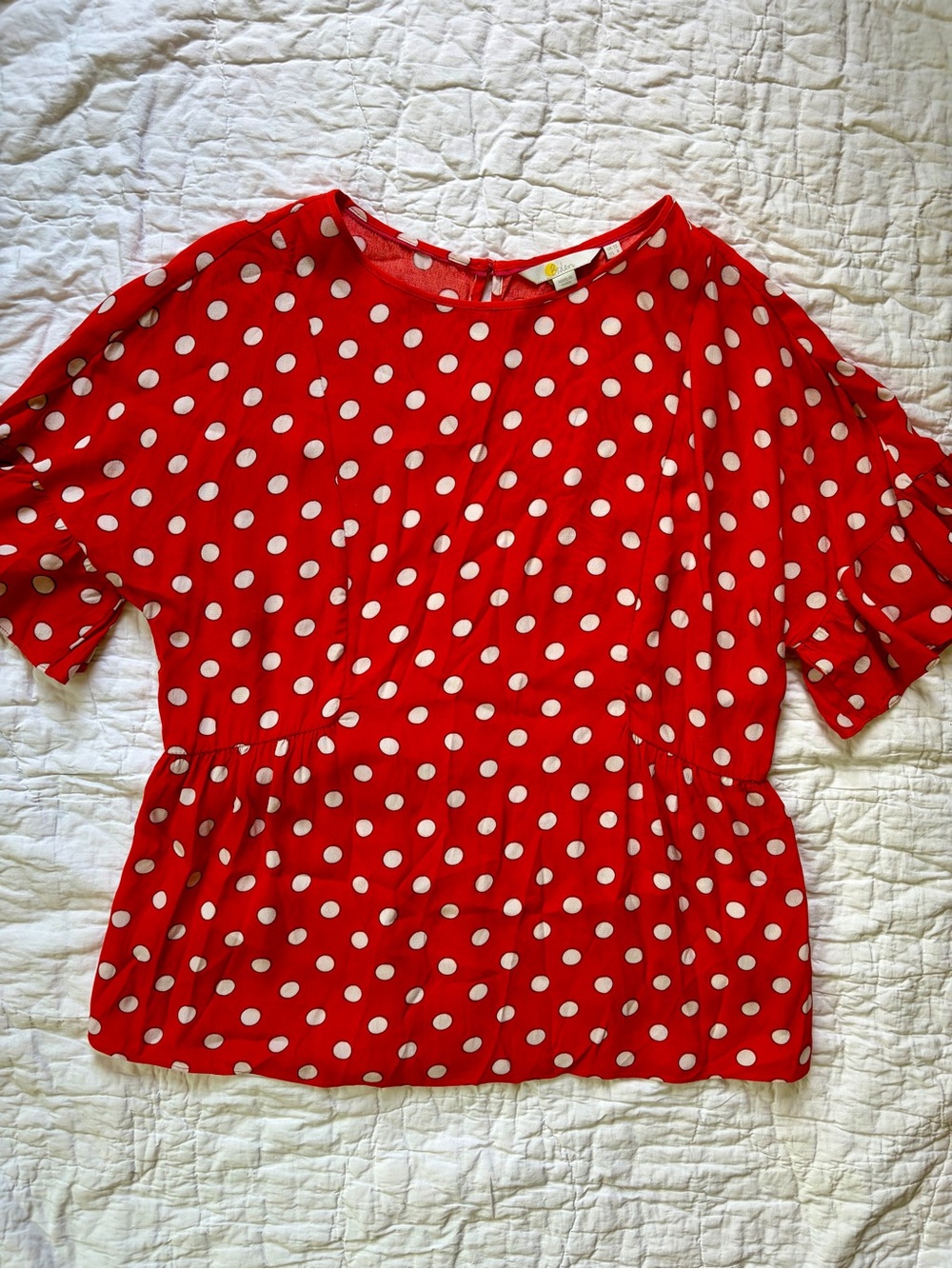 Boden Women’s Red Polka Dot Peplum Top